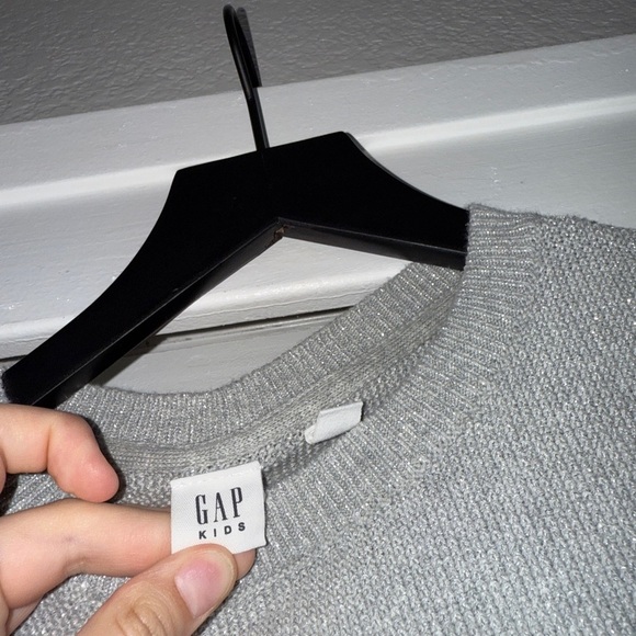 2/$15 GAP Kids Heather Gray Crew Neck Sweater with Sparkle - Picture 2 of 5
